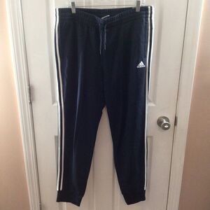 Woman’s Adidas Three‎ Stripe Navy Blue Slim Jogger Pants Size XL